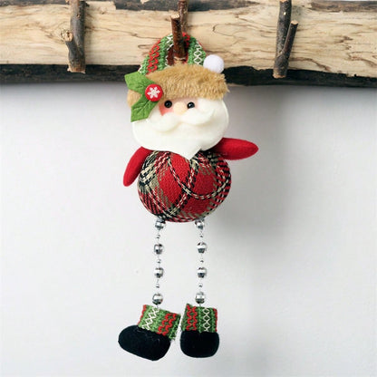 3pcs Felt Christmas Hanging Ornaments, Plaid Bead Leg Pendants with Cute Cartoon Designs, Perfect for Tree, Window, and Home Holiday Decorations