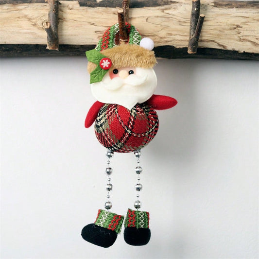 3pcs Felt Christmas Hanging Ornaments, Plaid Bead Leg Pendants with Cute Cartoon Designs, Perfect for Tree, Window, and Home Holiday Decorations
