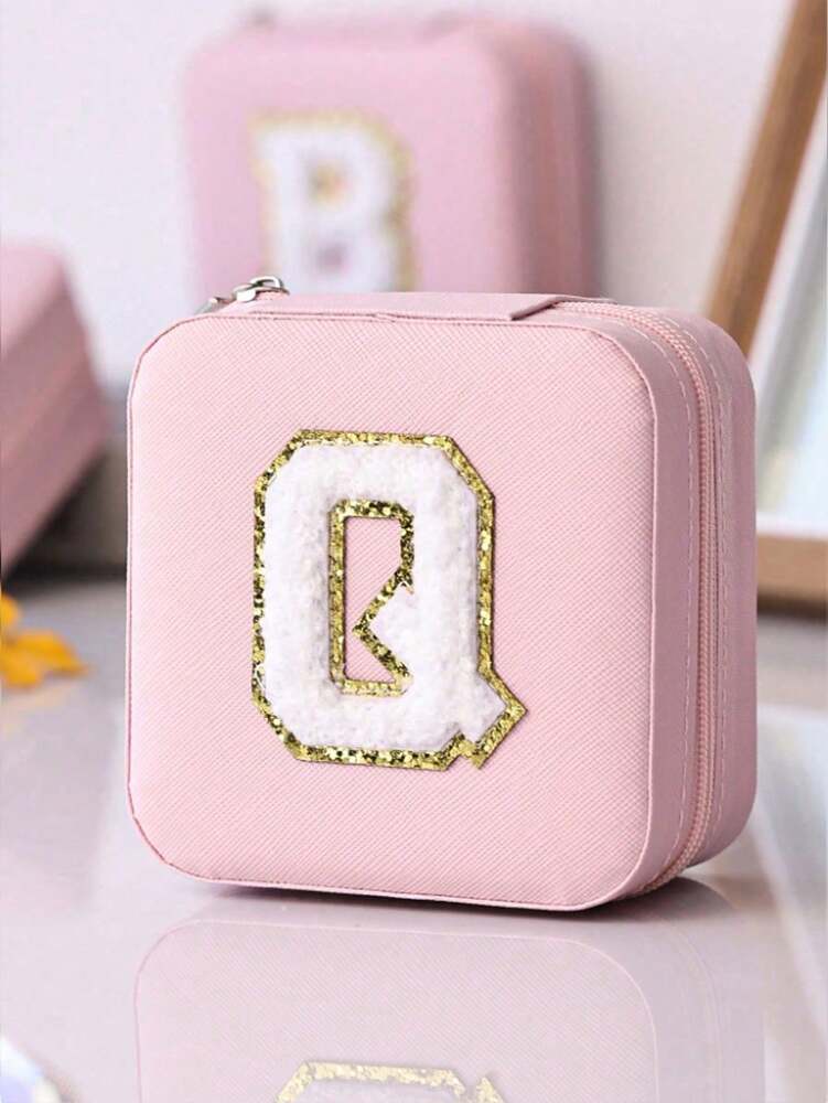 Custom Initial Travel Jewelry Organizer Box, Compact Case for Rings, Necklaces & Earrings