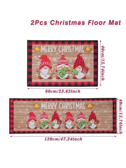 2pcs Merry Christmas Doormat Set, Gnome and Snowflake Design, Non-Slip Washable Floor Mats for Kitchen, Entryway, or Holiday Home Decoration 2026