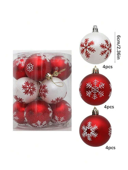 14/24pcs Red Candy Cane Ball Ornaments, Shatterproof Christmas Tree Hanging Decorations, Perfect for Holiday Home Decor and Gift Ideas