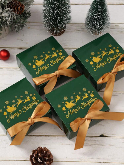 6pcs Christmas Gift Boxes with Ribbons, Santa Snowman & Reindeer Designs for Holiday Treats, Seasonal Packaging & Winter Home Decor