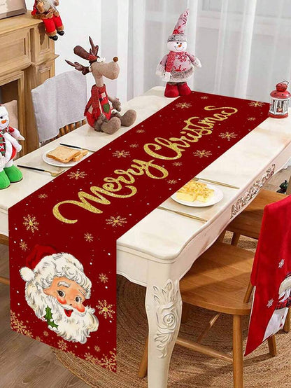 Gingerbread Man Christmas Table Runner, 35x180cm Polyester Holiday Table Flag, Festive Dining Room Décor for Christmas & Winter Home Use