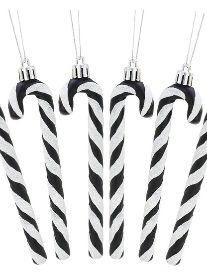 12pcs Pink Glitter Candy Cane Christmas Ornaments, 5.5" Plastic Hanging Decorations for Christmas Trees & Holiday Displays