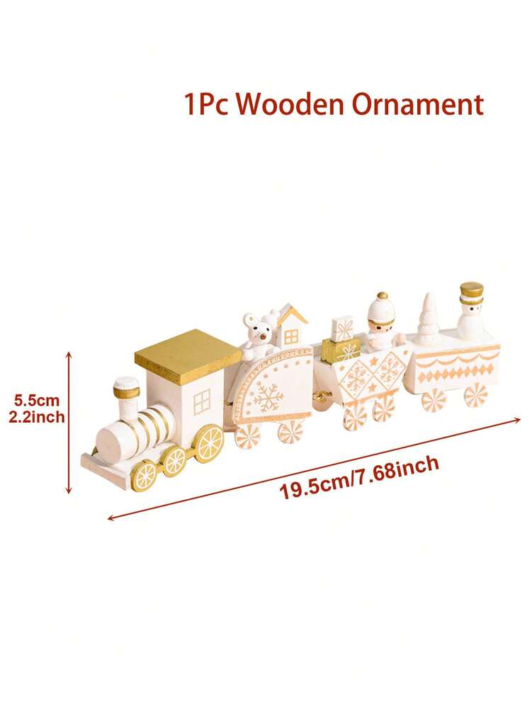 1pc/3pcs Wooden Christmas Train Ornament, Four-Section Tabletop Decoration for Windows, Gardens & Home Holiday Displays