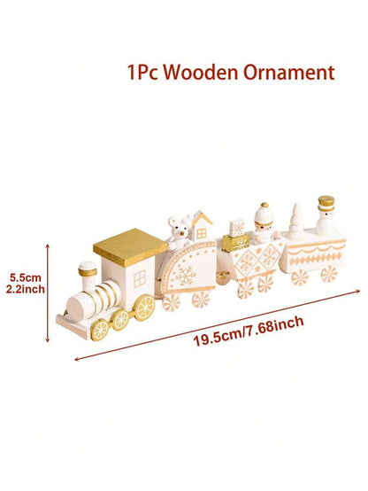 1pc/3pcs Wooden Christmas Train Ornament, Four-Section Tabletop Decoration for Windows, Gardens & Home Holiday Displays