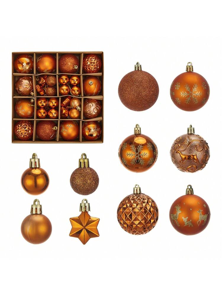 44pcs Sequined Christmas Tree Ball Ornaments, Glitter Decorative Holiday Tree Baubles, Perfect for Christmas Parties and Home Decoration