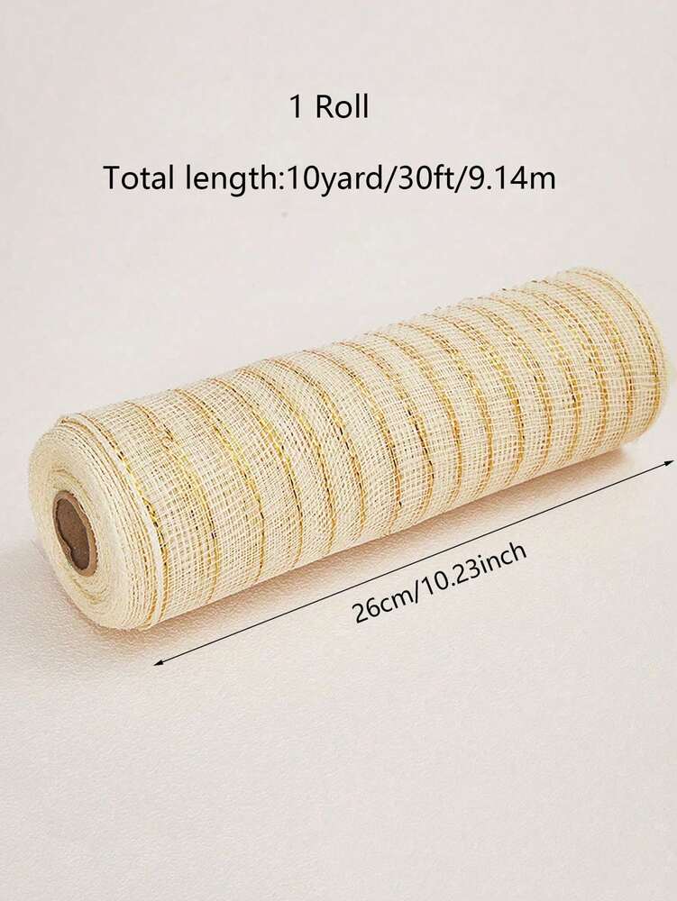 10 Yards Christmas Glitter Mesh Ribbon Roll, Shimmering DIY Craft Material for Gift Wrapping, Flower Bows, and Holiday Wreath Decorations