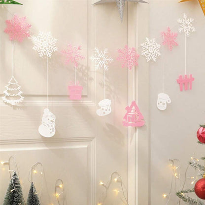 Christmas Snowflake Garland Set, Hanging Party Decoration for Home, Tree, or Wall, Festive Ornament Set for Holiday Celebrations