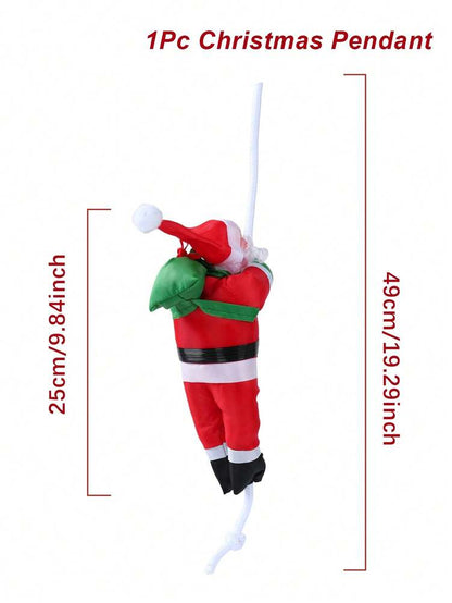 Santa Claus Climbing Rope Ornament, Cute Christmas Hanging Decoration for Fireplace, Window or Tree, Festive Holiday Home Decor