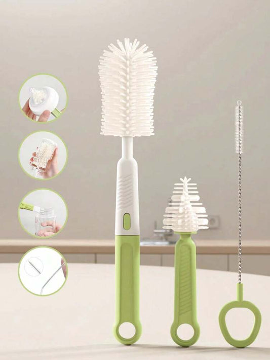 6-in-1 Baby Silicone Bottle Cleaning Set with Pacifier Brush, Straw Cleaner and Bottle Mouth Brush, Soft Bristle Tools for Newborn Feeding Essentials