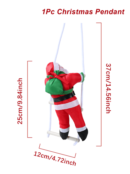 Santa Claus Climbing Rope Ornament, Cute Christmas Hanging Decoration for Fireplace, Window or Tree, Festive Holiday Home Decor