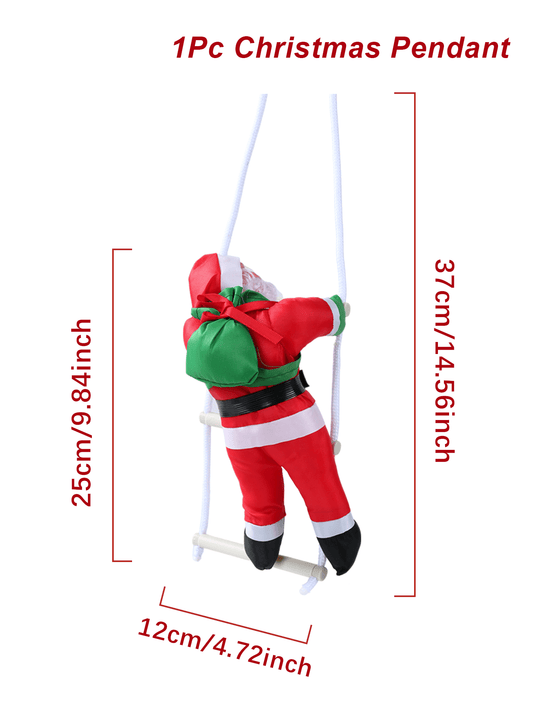 Santa Claus Climbing Rope Ornament, Cute Christmas Hanging Decoration for Fireplace, Window or Tree, Festive Holiday Home Decor