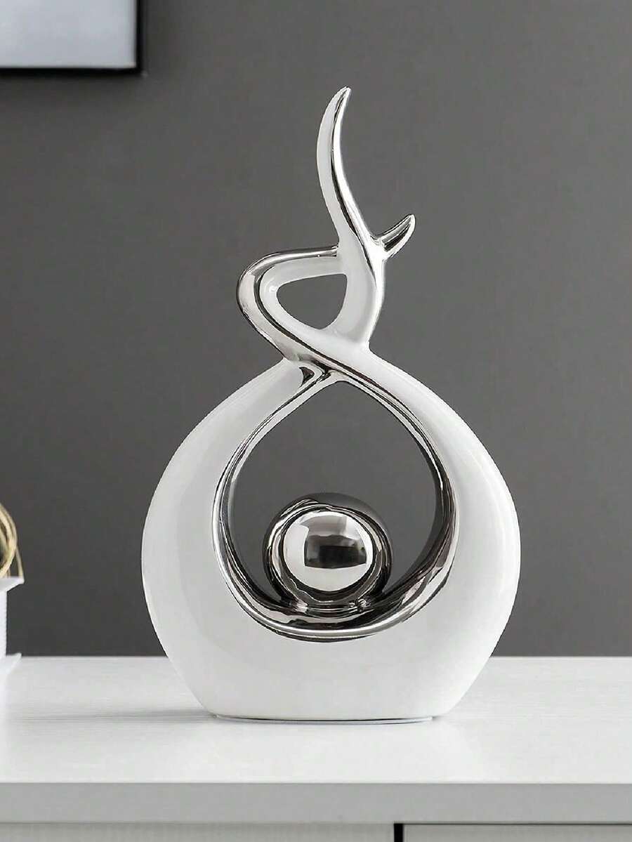 1pc Modern Abstract Resin Art Sculpture, Elegant Handmade Decorative Statue for Living Room, Bedroom or Office Desk, Minimalist Home Decor