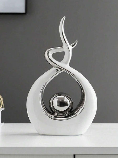 1pc Modern Abstract Resin Art Sculpture, Elegant Handmade Decorative Statue for Living Room, Bedroom or Office Desk, Minimalist Home Decor