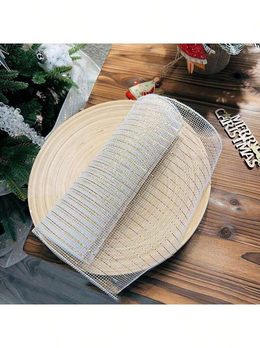 9m Christmas Mesh Ribbon Roll, Decorative Holiday Mesh for Tree, Wreaths, Gift Wrapping & DIY Crafts, Festive Party & Home Decor