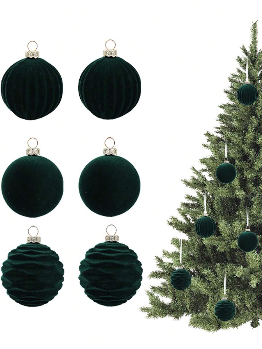 12pcs Burgundy Velvet Christmas Ball Set, Soft Flocked Pom Pom Ornaments, Luxurious Baubles for Holiday Trees, Gifts, and 2026 New Year Decorations