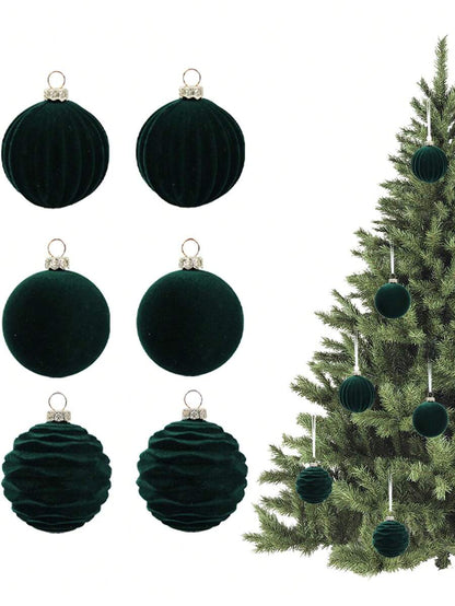 12pcs Burgundy Velvet Christmas Ball Set, Soft Flocked Pom Pom Ornaments, Luxurious Baubles for Holiday Trees, Gifts, and 2026 New Year Decorations