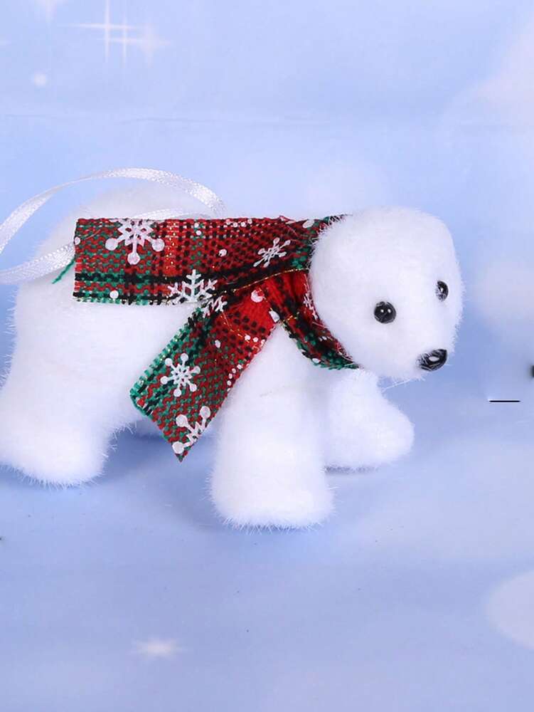 White Polar Bear Christmas Tree Ornament, Cute Hanging Pendant for Home or Office, Adorable Small Holiday Decoration for Kids and Family