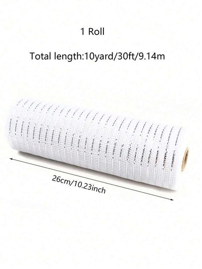 10 Yards Christmas Glitter Mesh Ribbon Roll, Shimmering DIY Craft Material for Gift Wrapping, Flower Bows, and Holiday Wreath Decorations