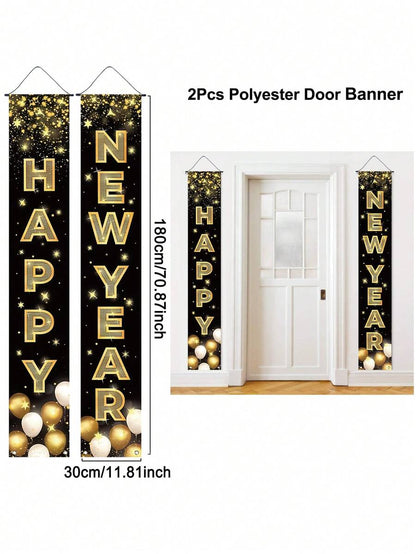 Thanksgiving Pumpkin Gnome Door Banner Set, 30x180cm Polyester Hanging Porch Sign, Autumn Harvest Decoration for Farmhouse Indoor & Outdoor Display