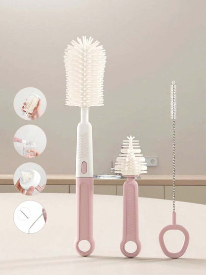 6-in-1 Baby Silicone Bottle Cleaning Set with Pacifier Brush, Straw Cleaner and Bottle Mouth Brush, Soft Bristle Tools for Newborn Feeding Essentials