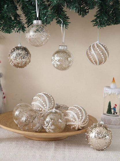 12pcs Clear Pink Christmas Ball Ornaments, 3.15-Inch Shatterproof Decorative Tree Baubles, Elegant Rustic Hanging Decorations for Holiday Parties