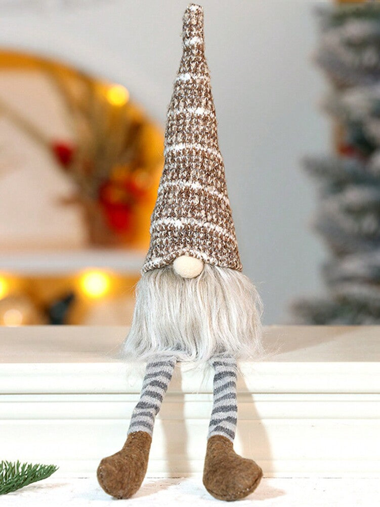 Christmas Faceless Gnome Doll with Spiral Hair, Cute Sitting Elf Decoration for Desks, Tables & Holiday Home or Office Decor