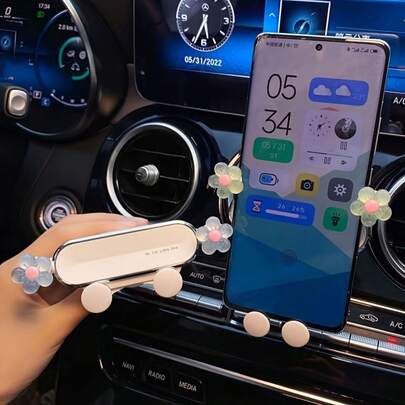 1pc Cartoon Car Phone Holder, Air Vent Mount Stand for iPhone & Android, Cute Car Accessory for Navigation & Hands-Free Use