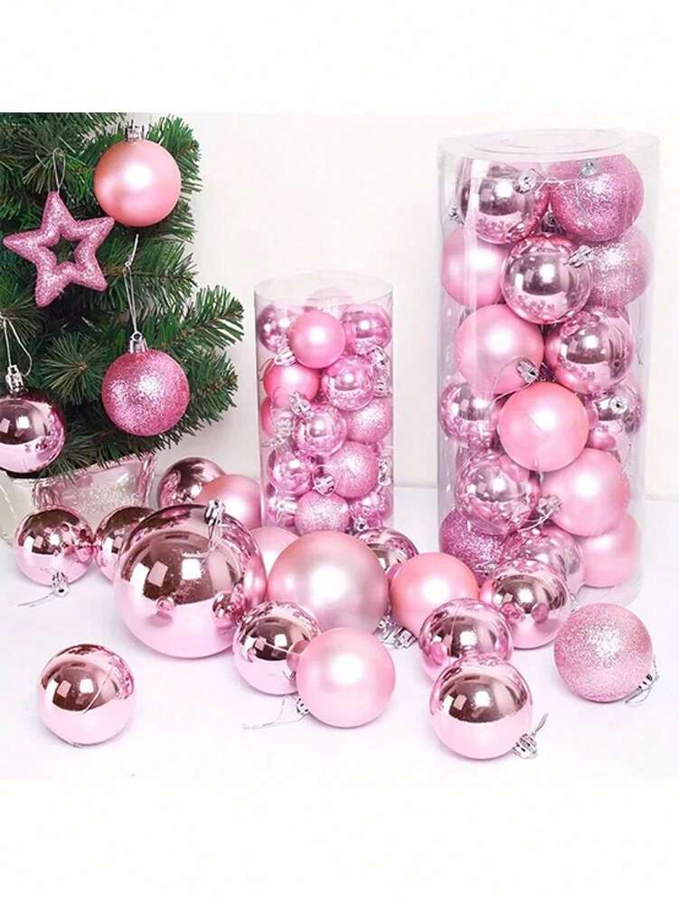 Red Shatterproof Christmas Ball Ornaments (24pcs/1pc), 1.5-Inch Pre-Strung Hanging Tree Decorations, Perfect for Holiday, Wedding, and Party Decor