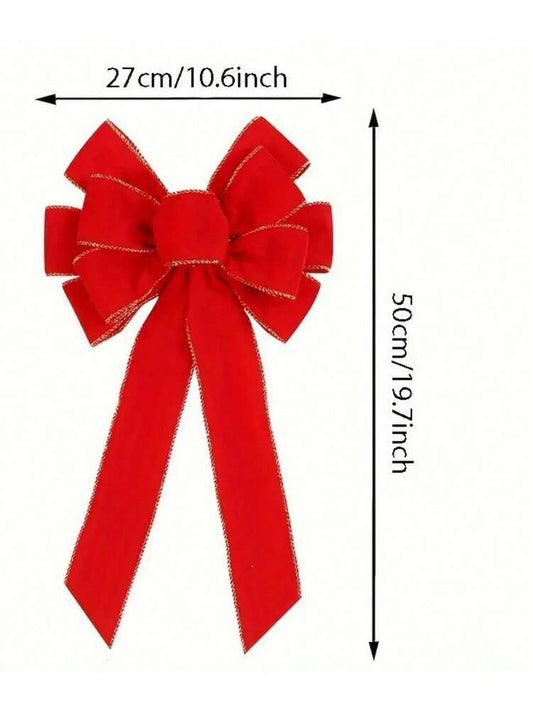 Red Velvet Sequin Wreath Bow, Large Holiday Decoration for Doors, Trees & Reindeer Displays, Outdoor Christmas Ornament for Home Decor