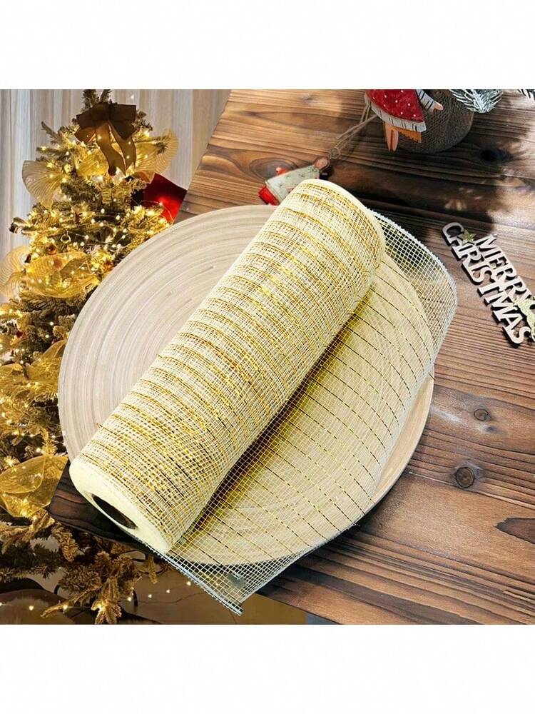9m Christmas Mesh Ribbon Roll, Decorative Holiday Mesh for Tree, Wreaths, Gift Wrapping & DIY Crafts, Festive Party & Home Decor