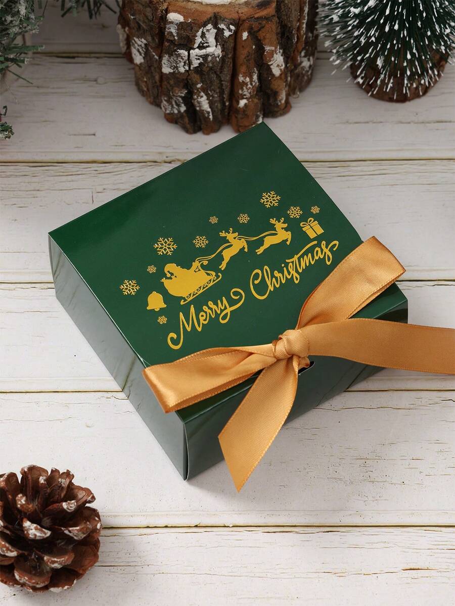 6pcs Christmas Gift Boxes with Ribbons, Santa Snowman & Reindeer Designs for Holiday Treats, Seasonal Packaging & Winter Home Decor
