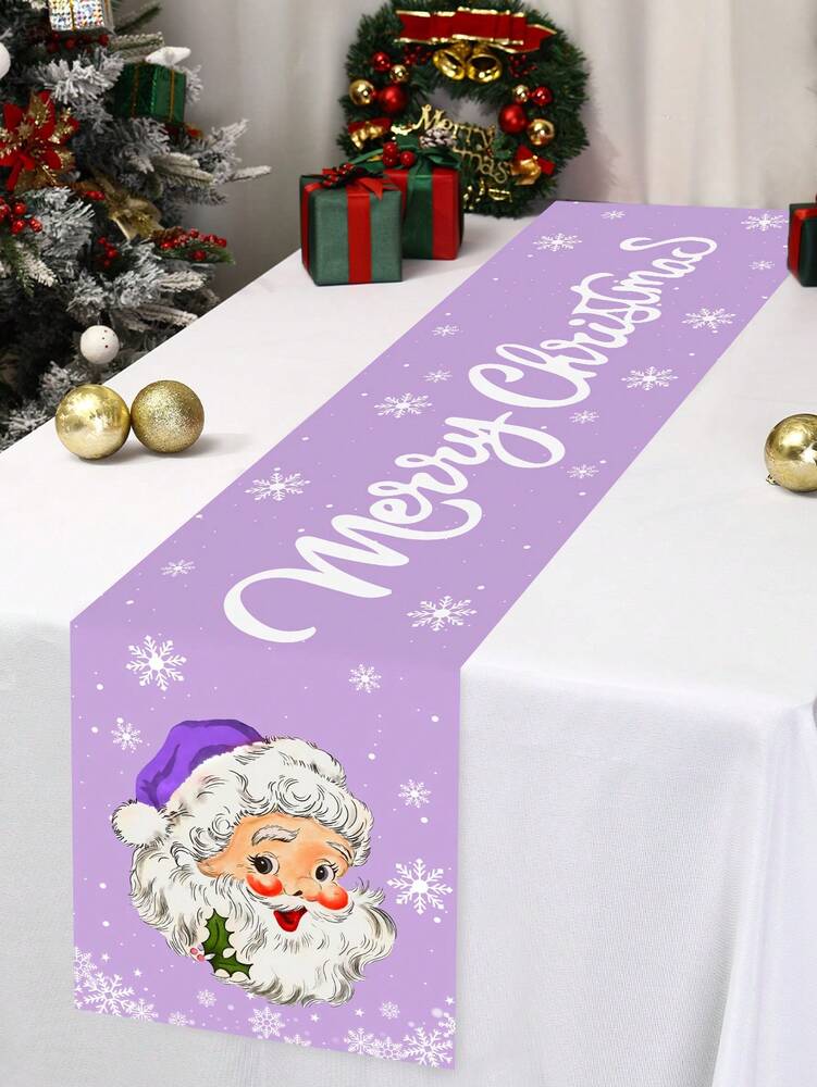 Gingerbread Man Christmas Table Runner, 35x180cm Polyester Holiday Table Flag, Festive Dining Room Décor for Christmas & Winter Home Use