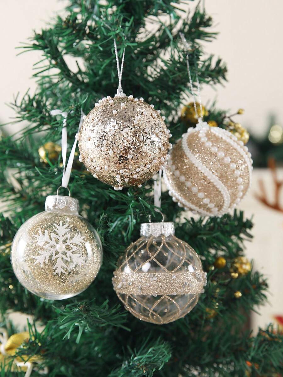 12pcs Clear Pink Christmas Ball Ornaments, 3.15-Inch Shatterproof Decorative Tree Baubles, Elegant Rustic Hanging Decorations for Holiday Parties