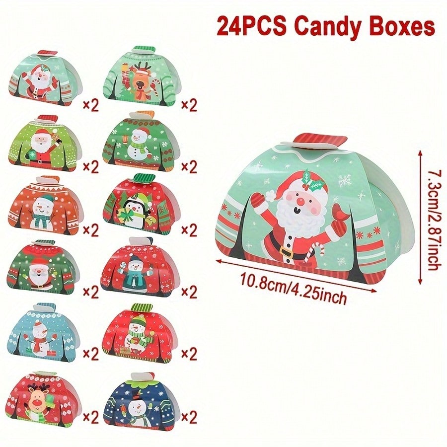 24-Piece DIY Christmas Gift Box Set, Small Festive Packaging Boxes for Presents, Party Favors, and Holiday Home Decorations