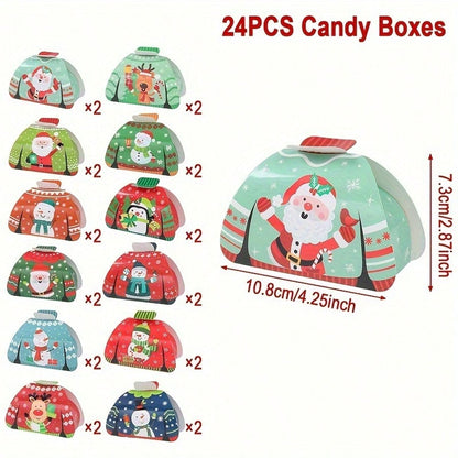 24-Piece DIY Christmas Gift Box Set, Small Festive Packaging Boxes for Presents, Party Favors, and Holiday Home Decorations