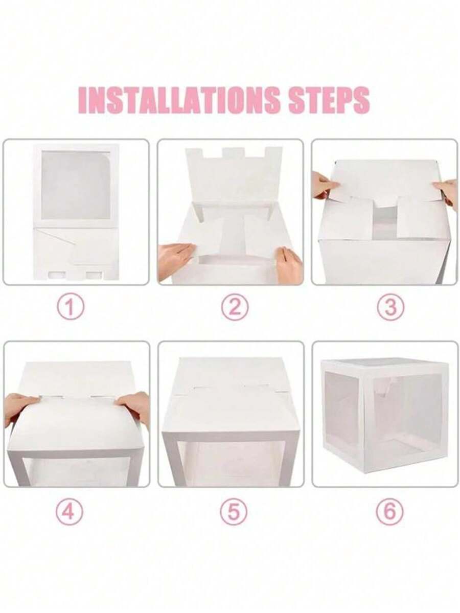 8pcs Transparent Baby Shower Boxes Set, 25cm Letter Balloon Boxes for Gender Reveal Party, Baby Boy or Girl Shower Decorations and Photography Props