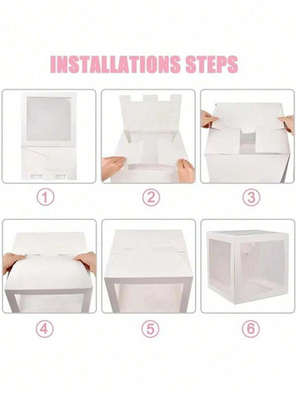 8pcs Transparent Baby Shower Boxes Set, 25cm Letter Balloon Boxes for Gender Reveal Party, Baby Boy or Girl Shower Decorations and Photography Props