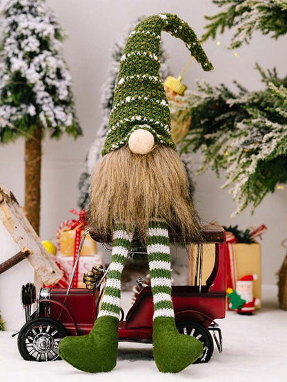 Christmas Faceless Gnome Doll with Spiral Hair, Cute Sitting Elf Decoration for Desks, Tables & Holiday Home or Office Decor