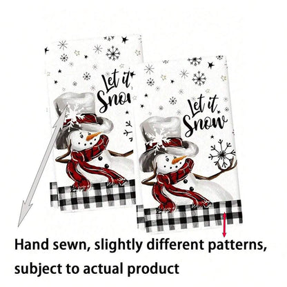 2pcs Buffalo Plaid Christmas Kitchen Towels, Santa & Tree Themed Cotton Dish Towels for Seasonal Cooking, Baking & Holiday Home Decor