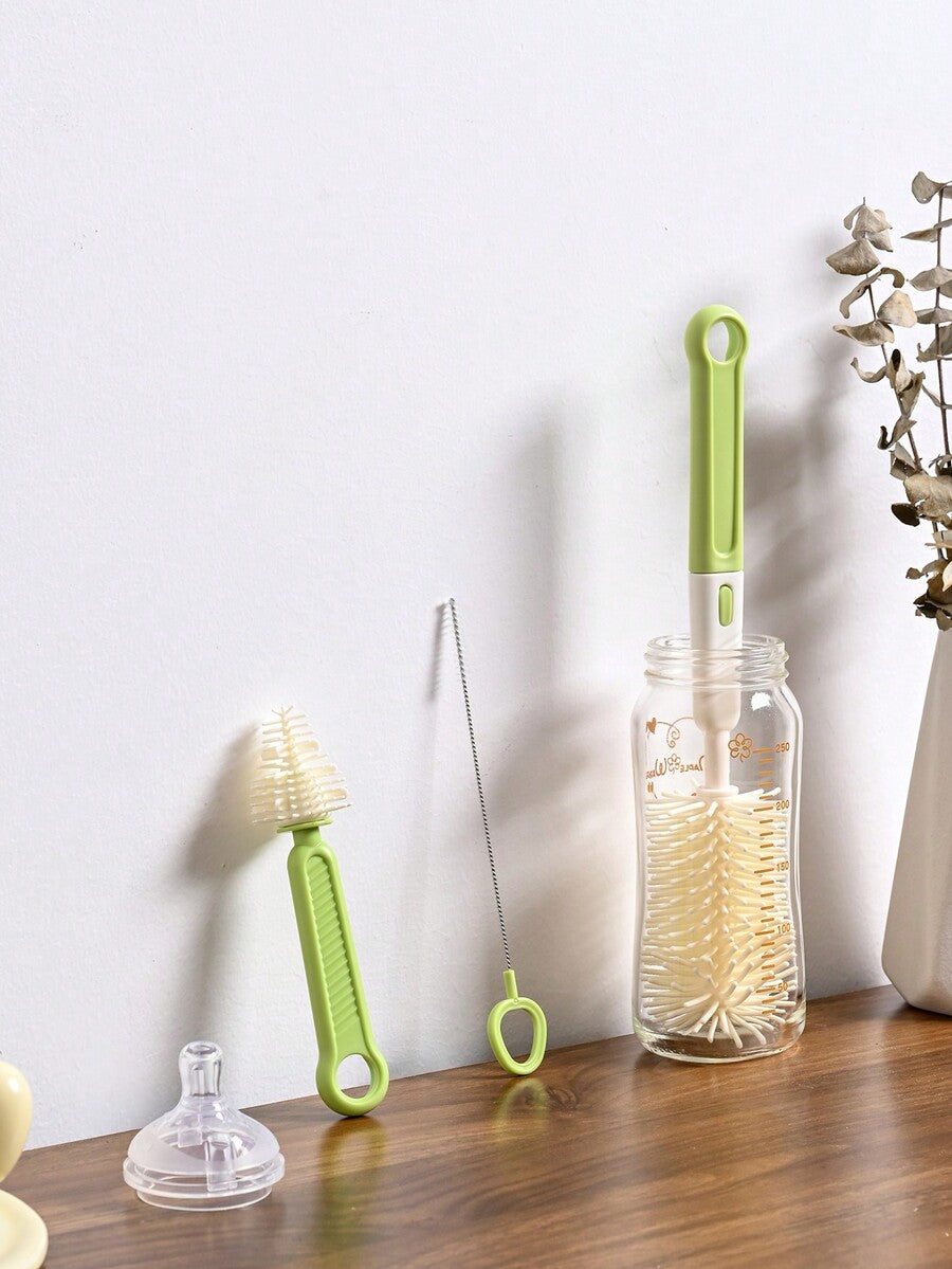 6-in-1 Baby Silicone Bottle Cleaning Set with Pacifier Brush, Straw Cleaner and Bottle Mouth Brush, Soft Bristle Tools for Newborn Feeding Essentials