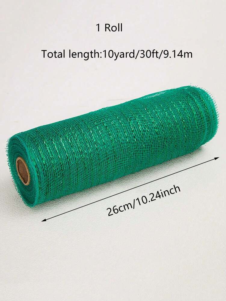 10 Yards Christmas Glitter Mesh Ribbon Roll, Shimmering DIY Craft Material for Gift Wrapping, Flower Bows, and Holiday Wreath Decorations