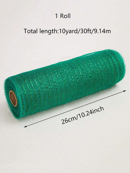 10 Yards Christmas Glitter Mesh Ribbon Roll, Shimmering DIY Craft Material for Gift Wrapping, Flower Bows, and Holiday Wreath Decorations