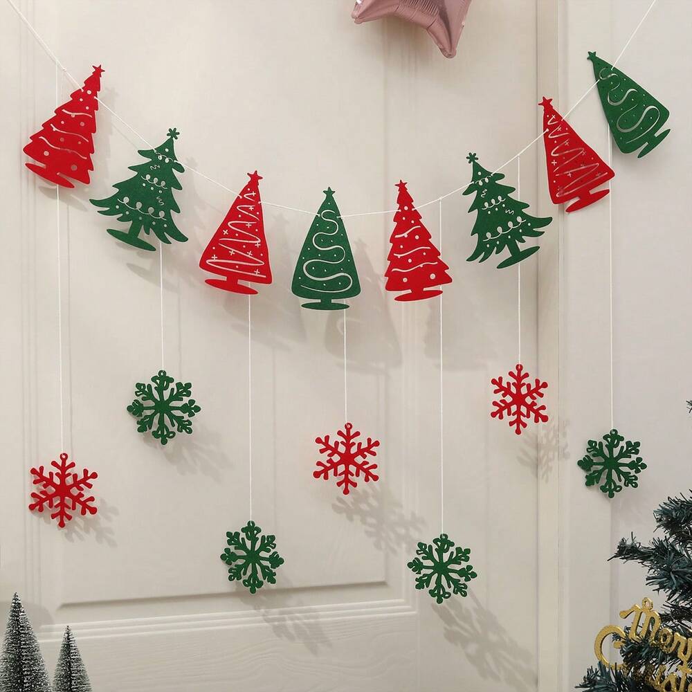 Christmas Snowflake Garland Set, Hanging Party Decoration for Home, Tree, or Wall, Festive Ornament Set for Holiday Celebrations