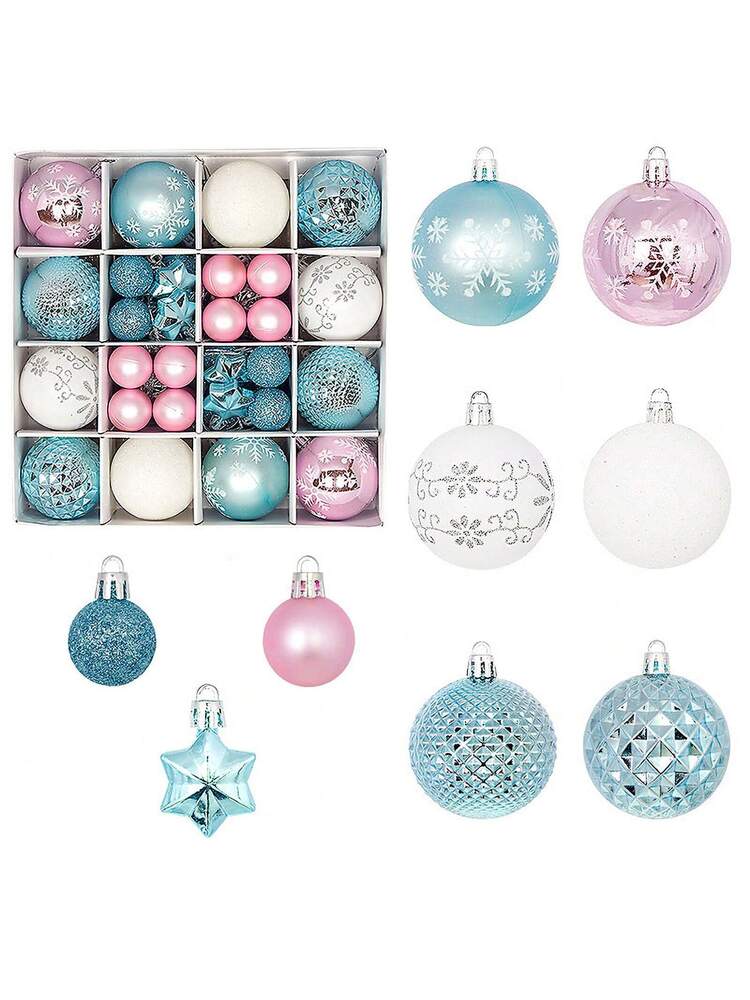44pcs Sequined Christmas Tree Ball Ornaments, Glitter Decorative Holiday Tree Baubles, Perfect for Christmas Parties and Home Decoration