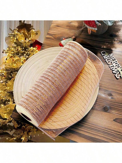 9m Christmas Mesh Ribbon Roll, Decorative Holiday Mesh for Tree, Wreaths, Gift Wrapping & DIY Crafts, Festive Party & Home Decor