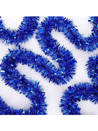 Metallic Tinsel Garland for Christmas, 1–2 Piece Shiny Glitter Streamer Decoration, Long Hanging Ornament for Trees, Parties, and Weddings