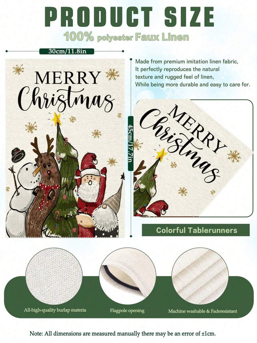 Christmas Night Garden Flag 12x18 inch, Double-Sided Linen Yard Flag with Jesus and Red Plaid Design, Festive Farmhouse Outdoor Winter Decoration