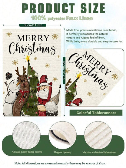 Christmas Night Garden Flag 12x18 inch, Double-Sided Linen Yard Flag with Jesus and Red Plaid Design, Festive Farmhouse Outdoor Winter Decoration